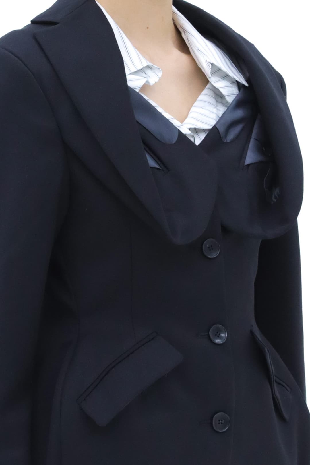 Origami Collar Hourglass Blazer (Black) — vue 4