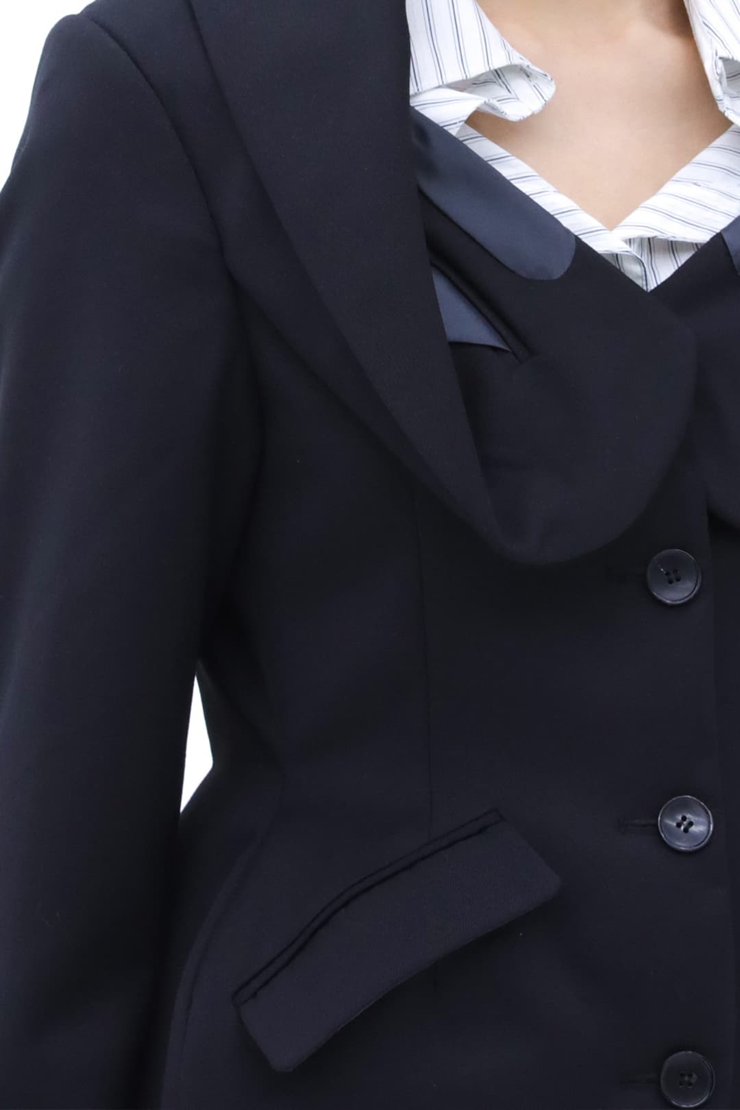 Origami Collar Hourglass Blazer (Black) — vue 5