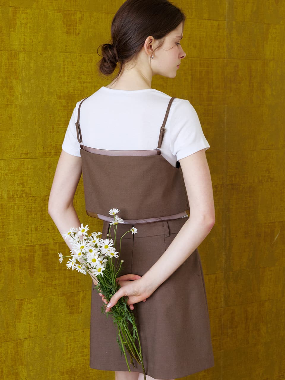 organza detail bustier (brown) orc 6055 — vue 2