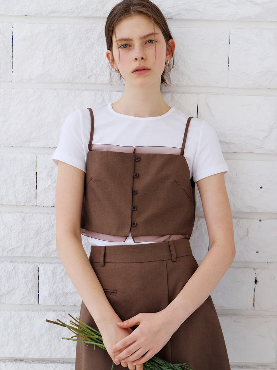 organza detail bustier (brown) orc 6055 — vue 3