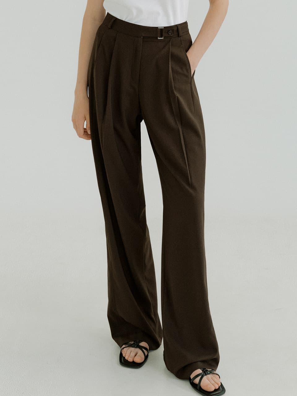 button side cutting-line slacks (deep brown) orc 6062 — vue 2