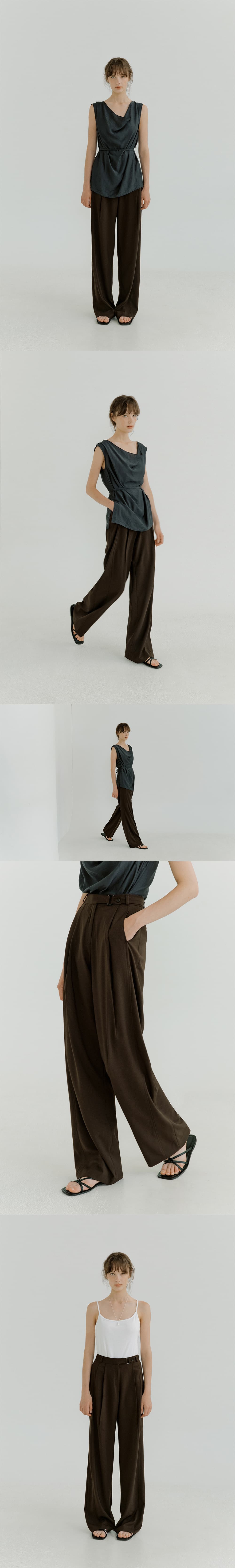 button side cutting-line slacks (deep brown) orc 6062 — vue 6