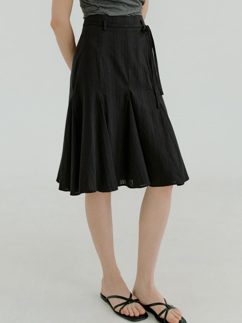 cotton lace midi skirt (black) orc 6064 — vue 1