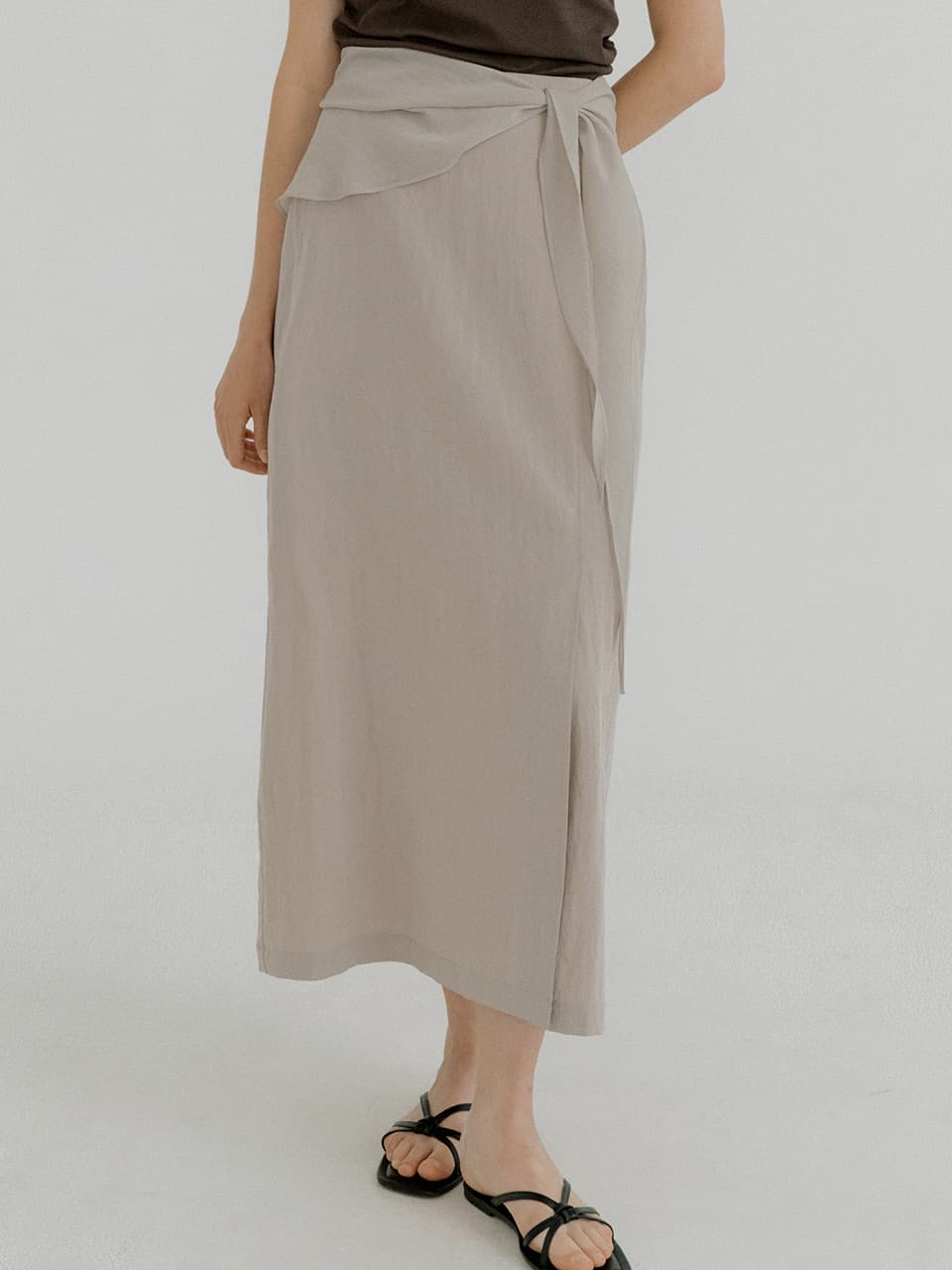 sheer scarf maxi skirt (beige) orc 6065 — vue 2