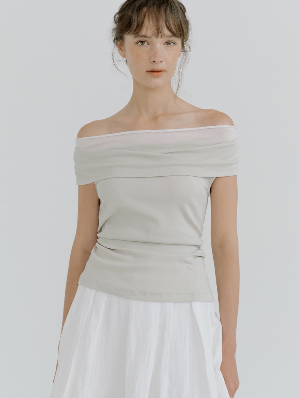 chiffon off-shoulder T-shirt (mint gray) orc 6072 — vue 2