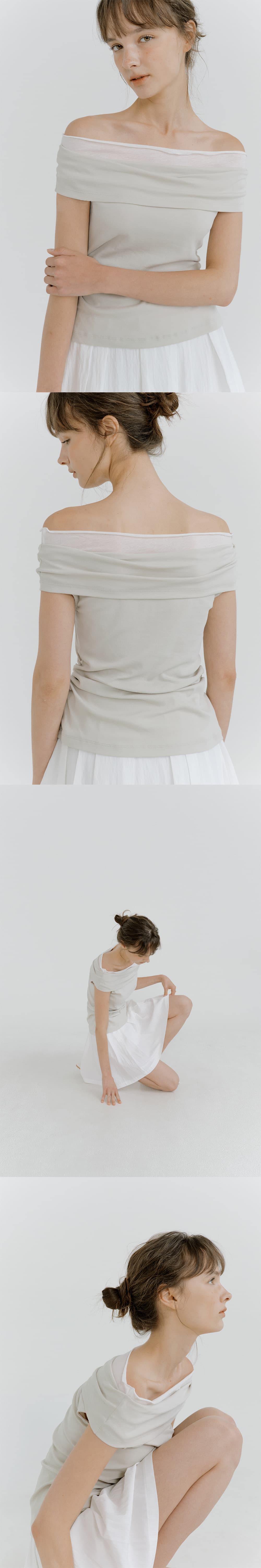 chiffon off-shoulder T-shirt (mint gray) orc 6072 — vue 7