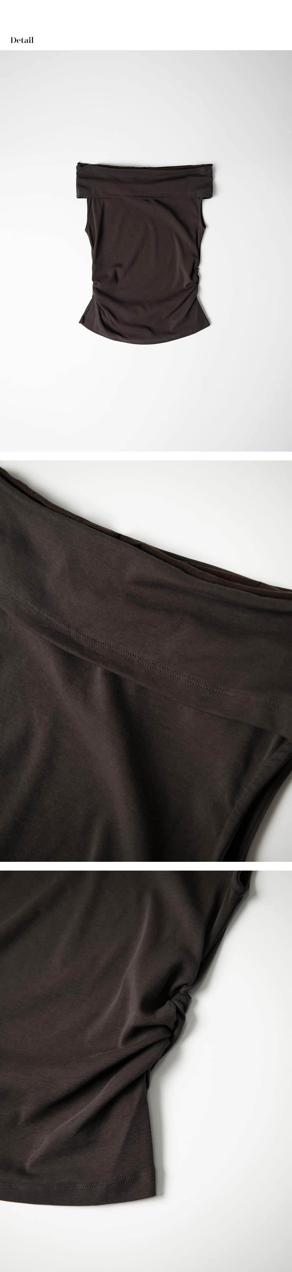 chiffon off-shoulder T-shirt (brown) orc 6073 — vue 9
