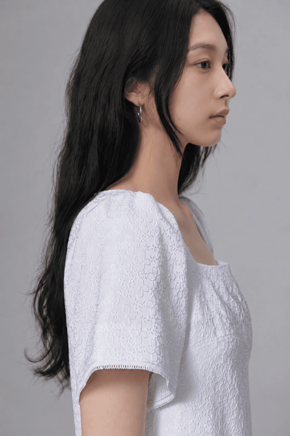 Flower Jacquard dress - White — vue 4