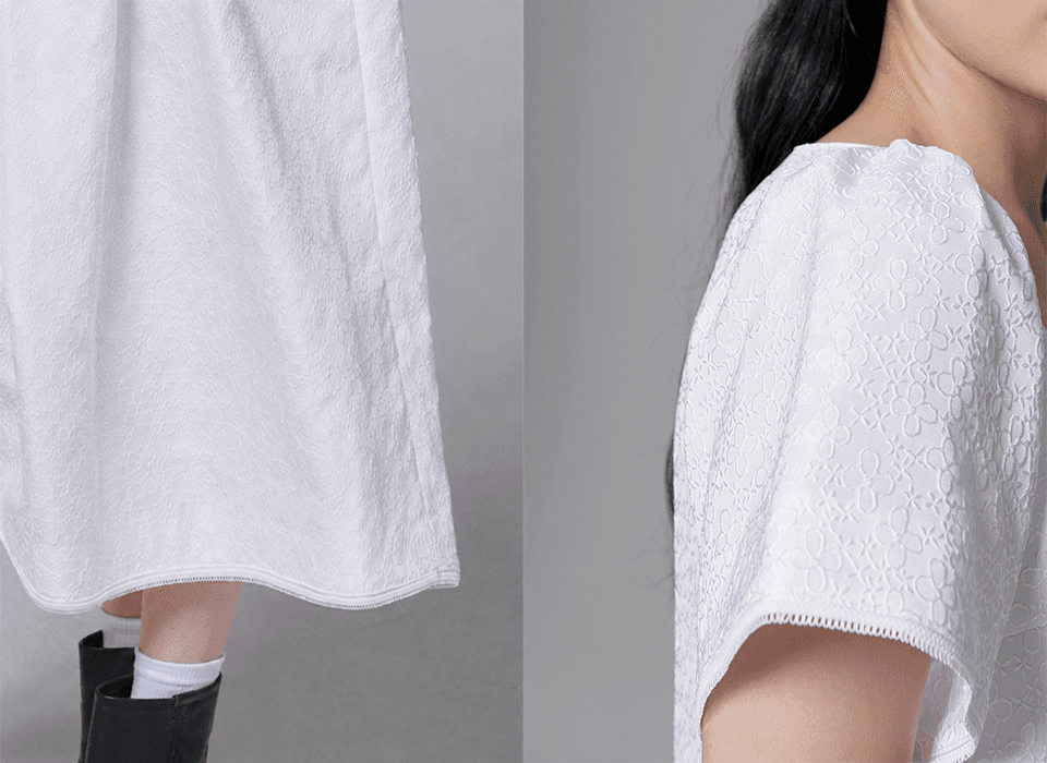 Flower Jacquard dress - White — vue 5