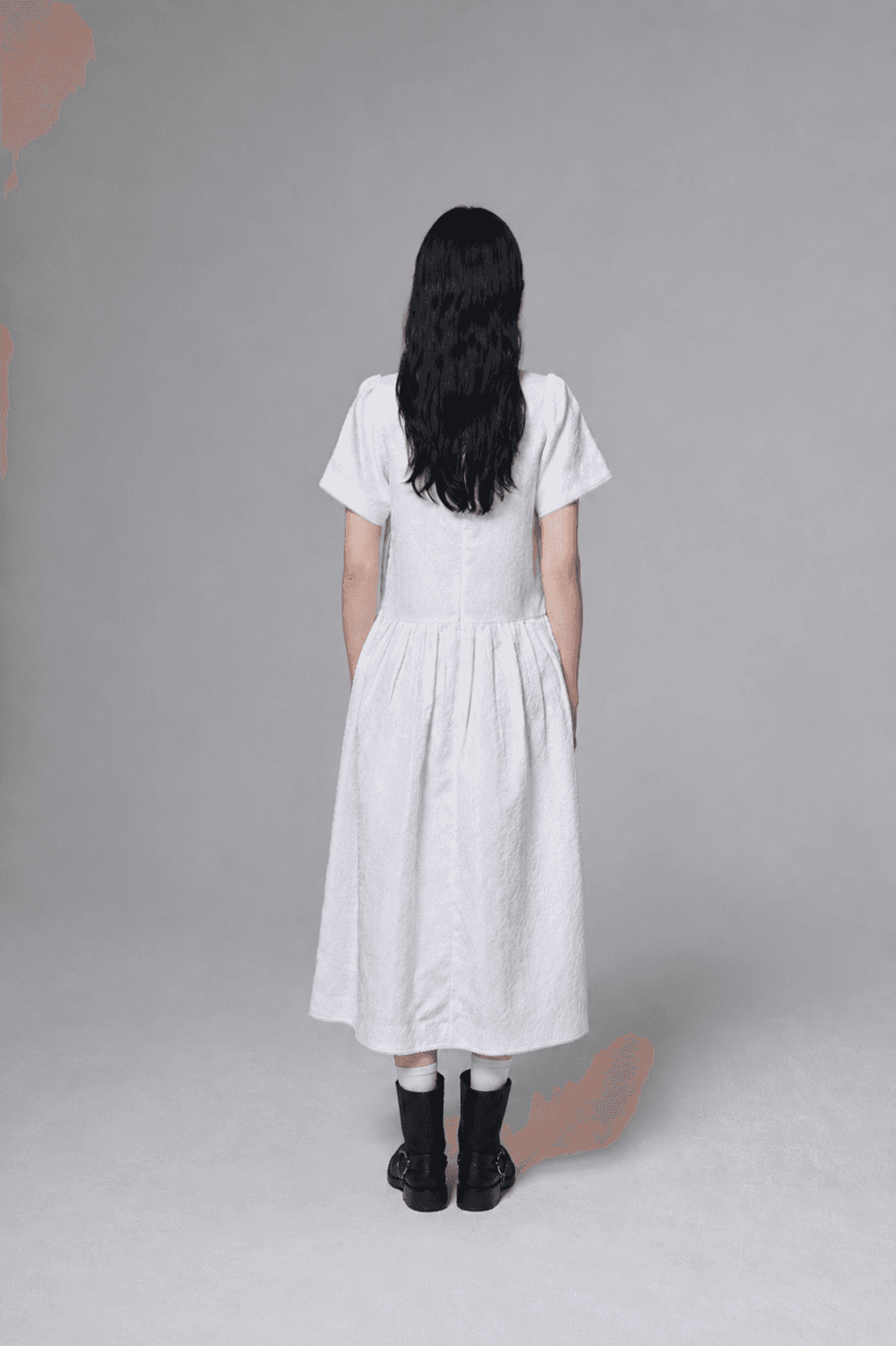 Flower Jacquard dress - White — vue 8