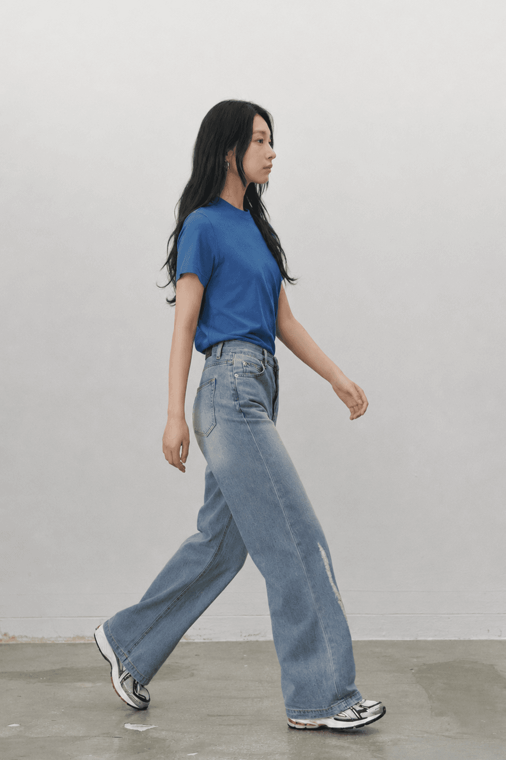 Damage wide jeans - Mid blue — vue 5