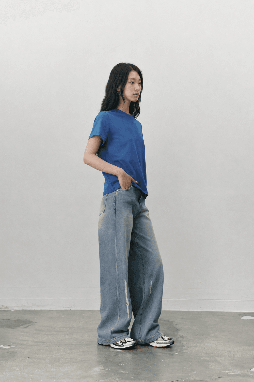 Damage wide jeans - Mid blue — vue 6