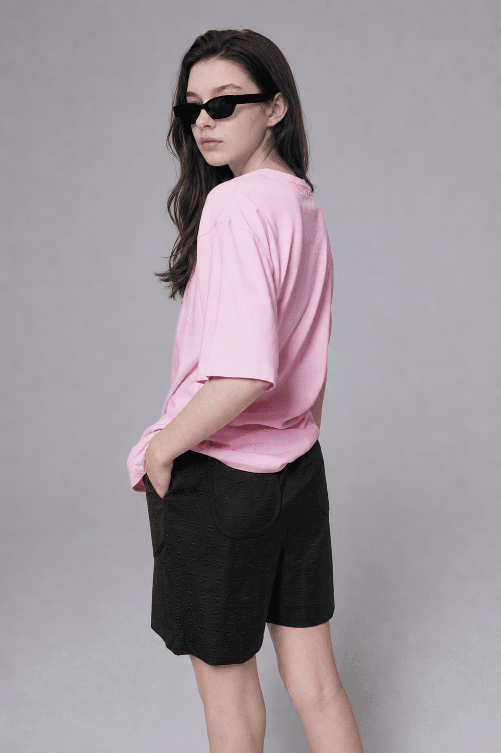 The sun volume embroidered T shirt - Pink — vue 8