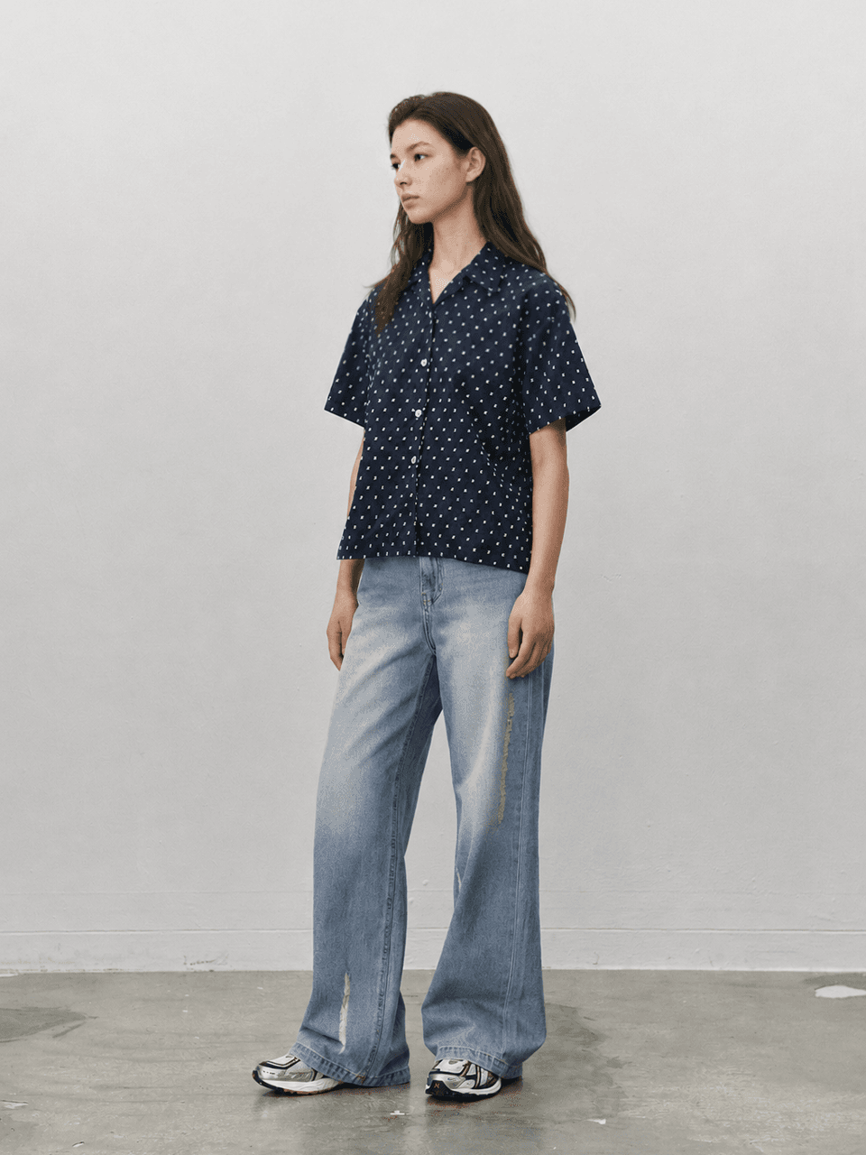 Dot opencollar shirts - Blue — vue 2