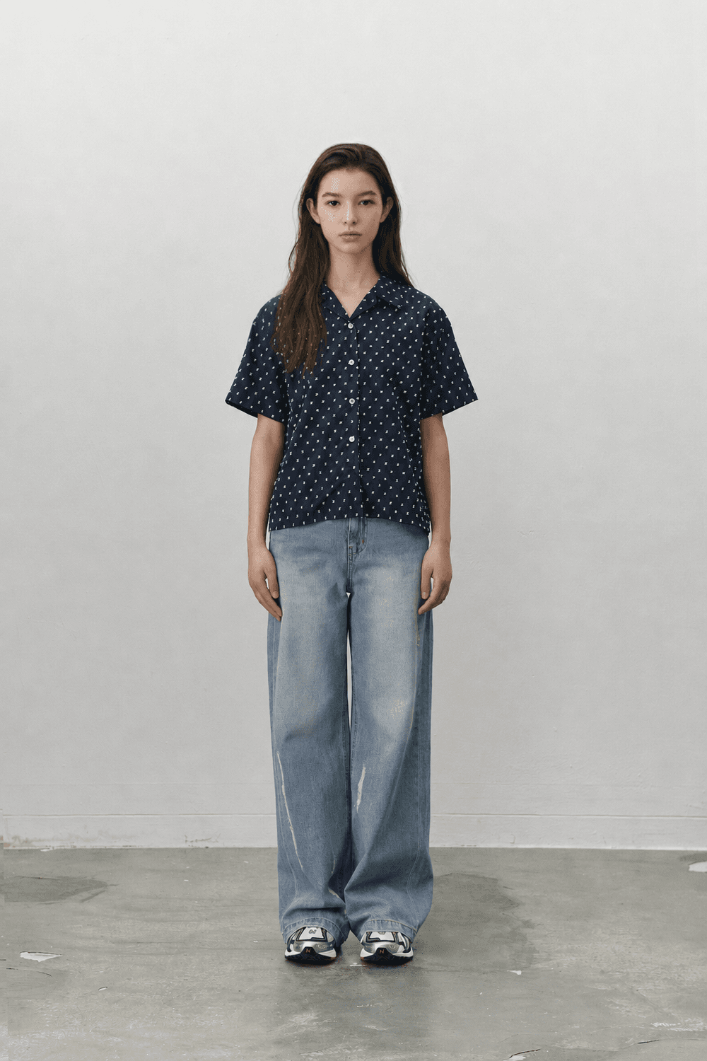 Dot opencollar shirts - Blue — vue 3