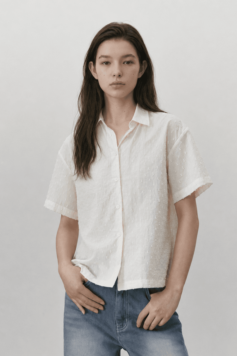 Dot opencollar shirts - Ivory — vue 3