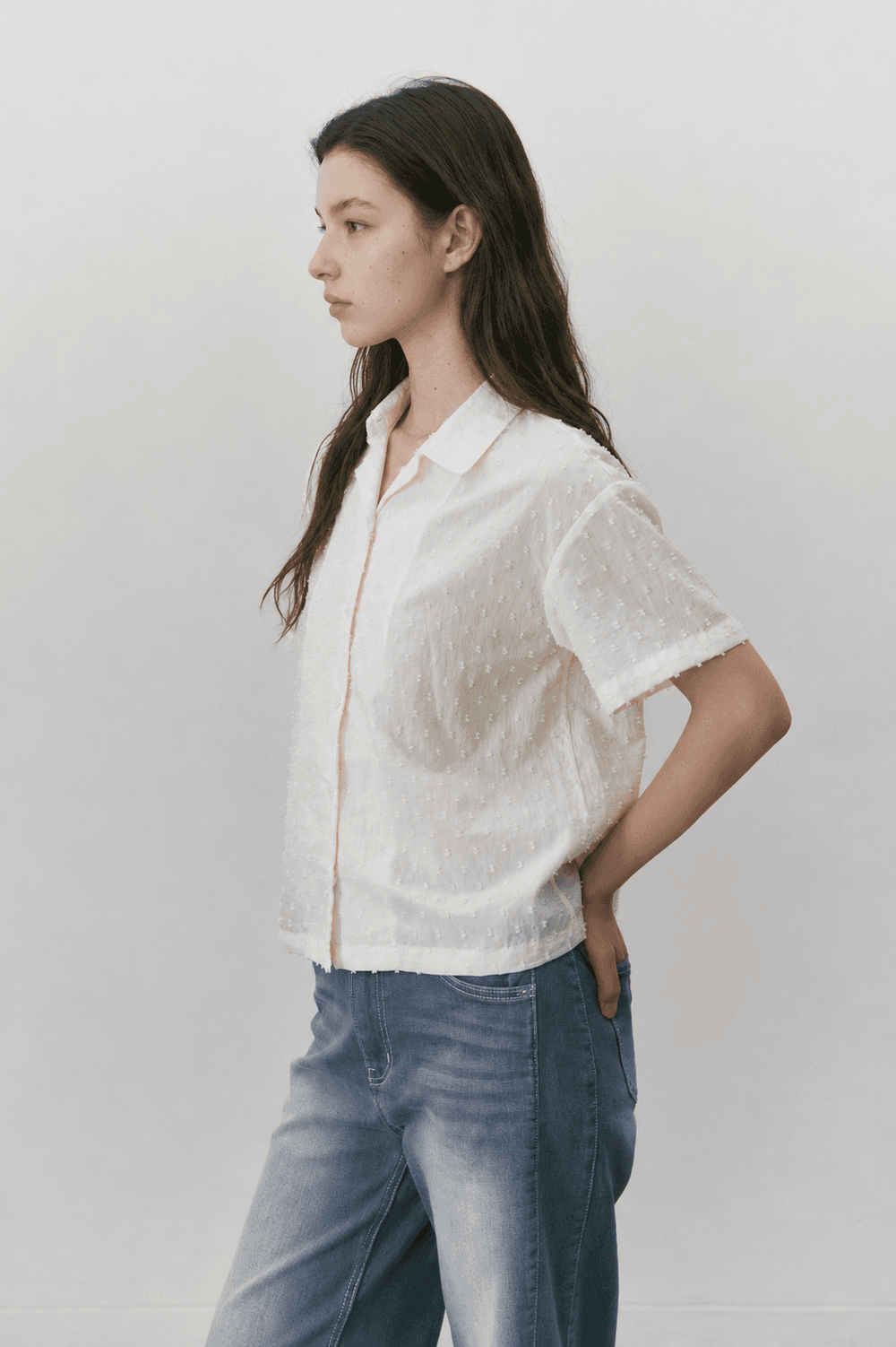 Dot opencollar shirts - Ivory — vue 8