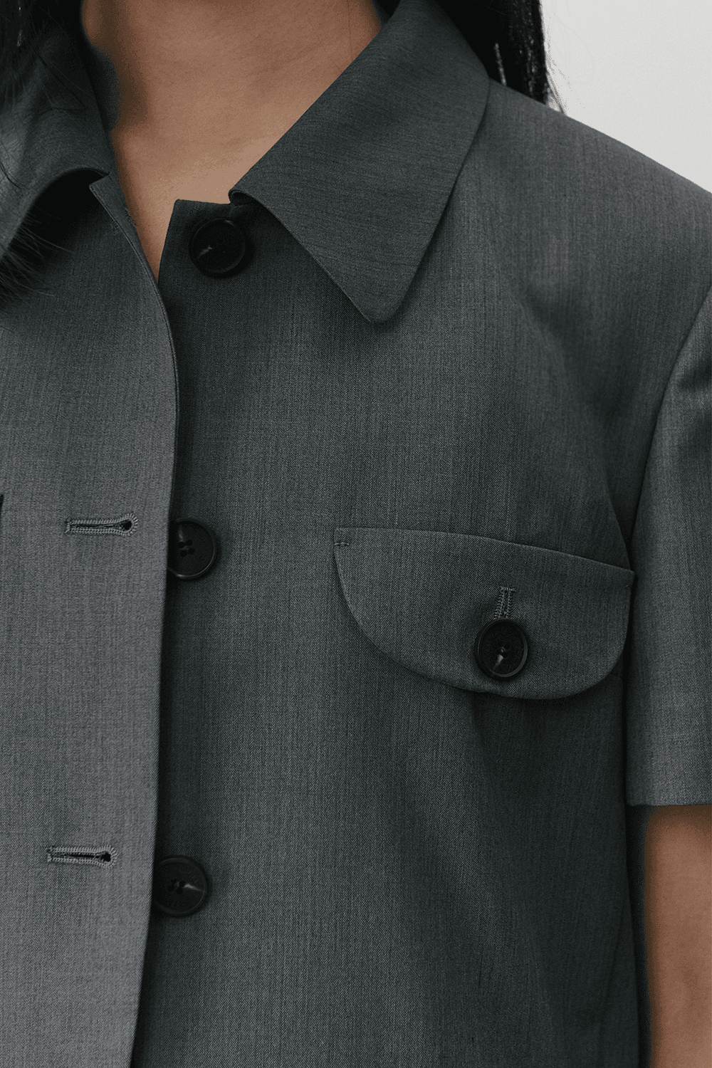 Half sleeve crop jacket - Gray — vue 5
