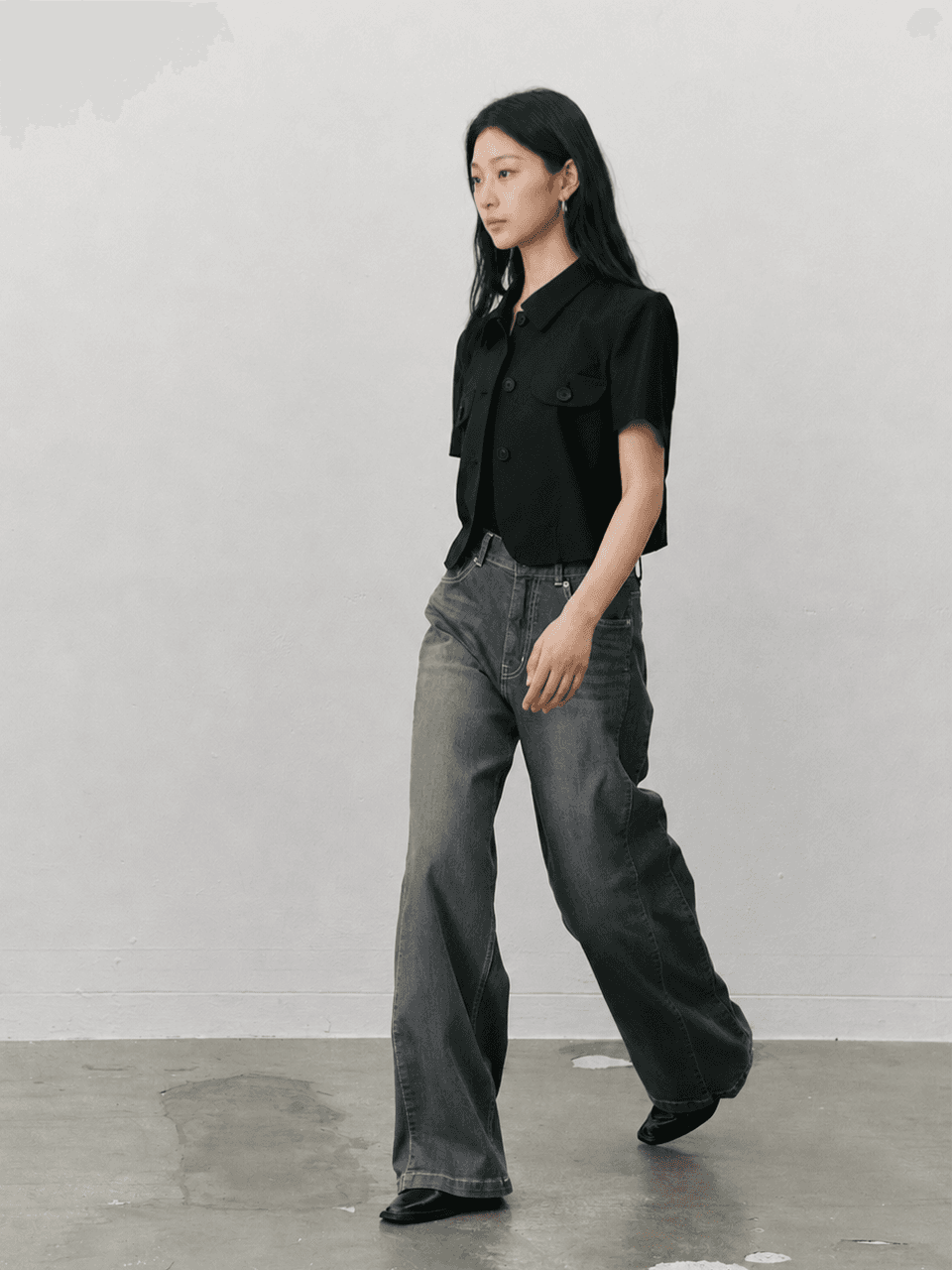 Half sleeve crop jacket - Black — vue 2