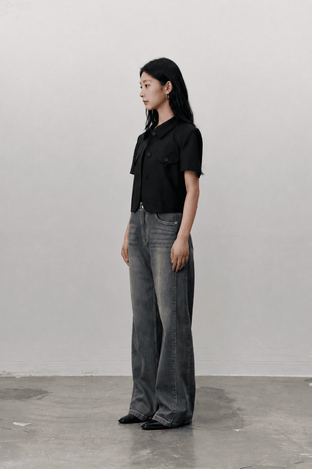 Half sleeve crop jacket - Black — vue 5