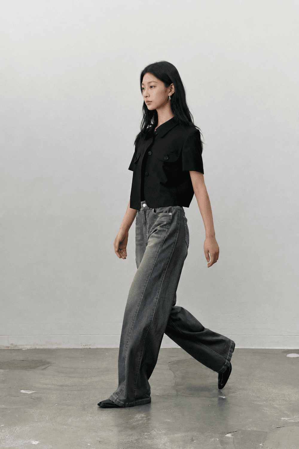 Half sleeve crop jacket - Black — vue 6