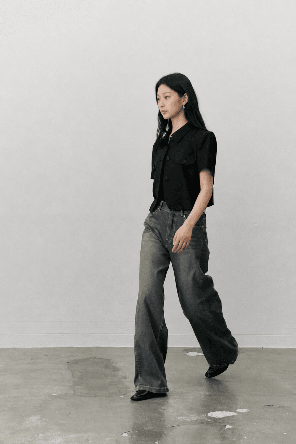 Half sleeve crop jacket - Black — vue 9