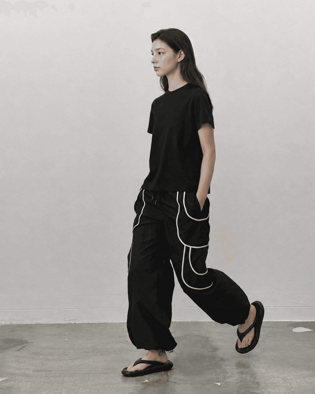 Binding out-pocket track pants - Black — vue 2