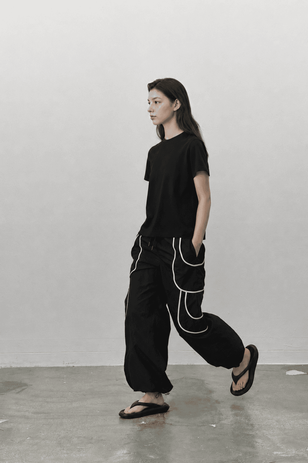 Binding out-pocket track pants - Black — vue 4