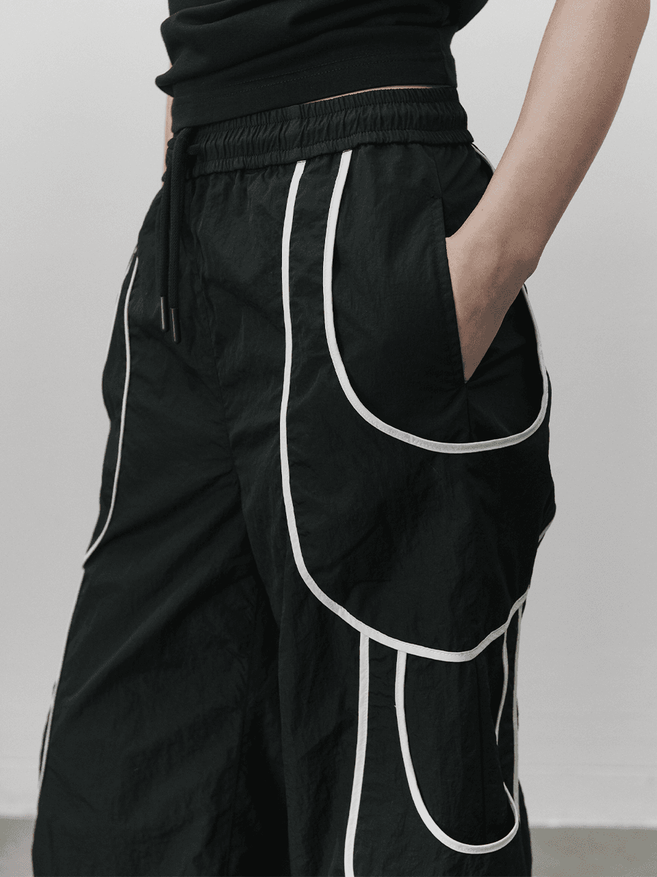 Binding out-pocket track pants - Black — vue 7