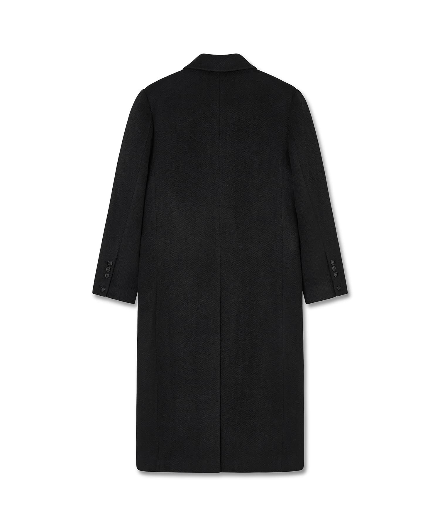 Silk blended herringbone overfit coat - Black — vue 4