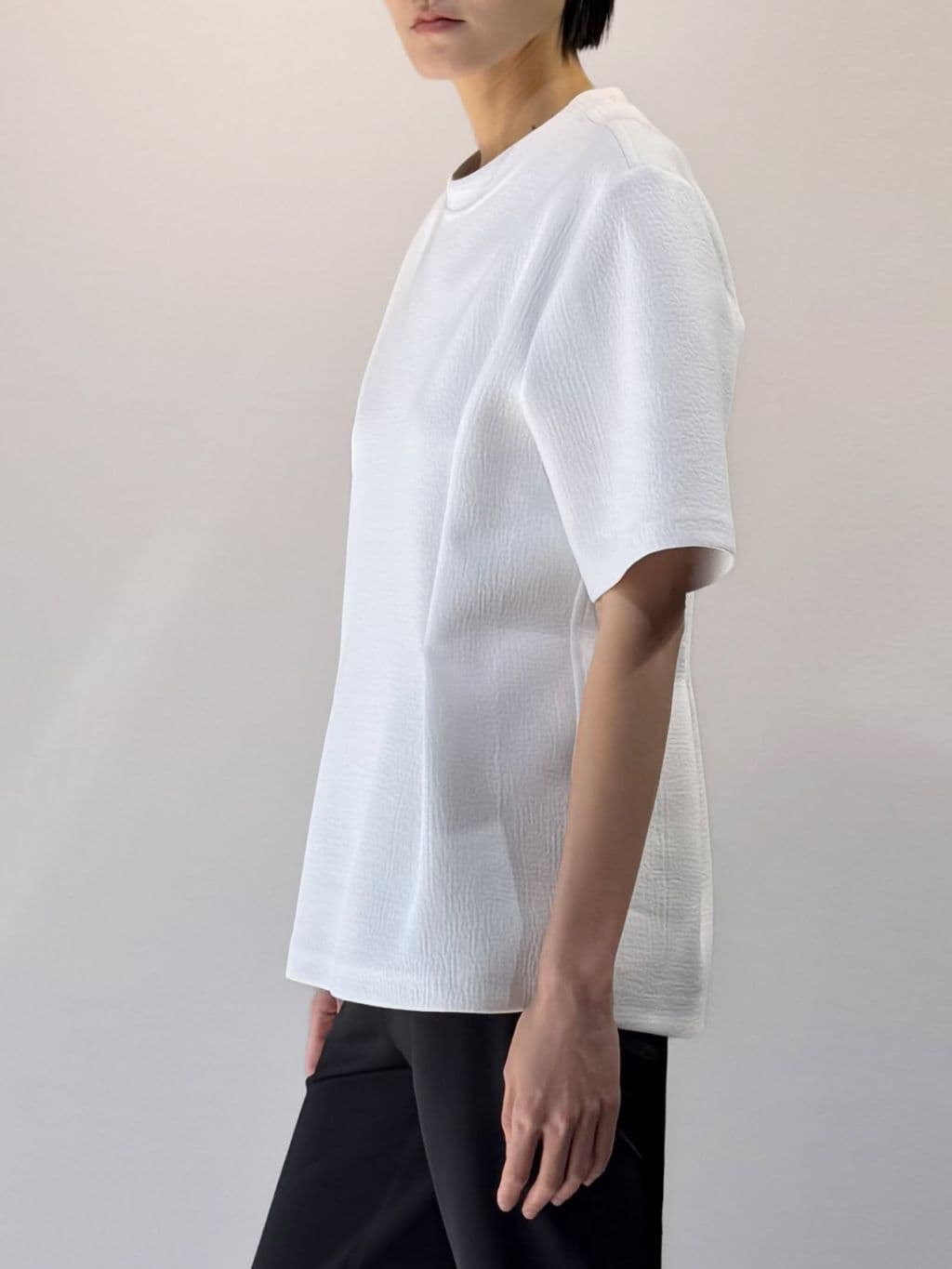 Mixed Fabric Half-Sleeve Top — vue 1