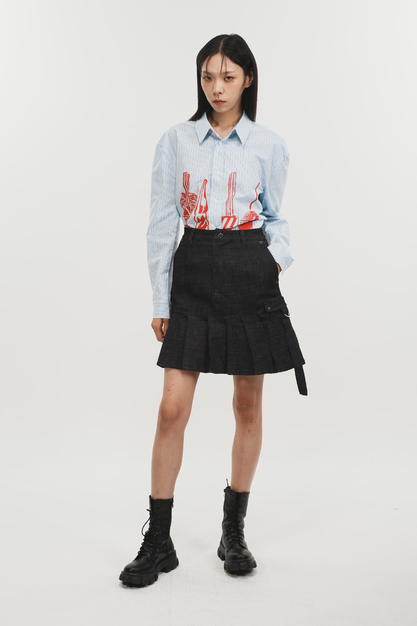 Denim Pleats Skirt — vue 1