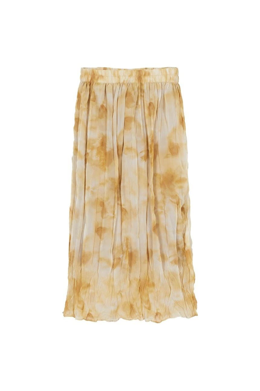 Tie Dyed Wrinkle Midi Skirt in Yellow — vue 10