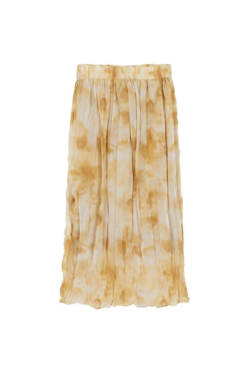 Tie Dyed Wrinkle Midi Skirt in Yellow — vue 11