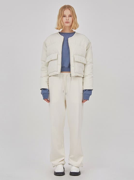 String Cotton Sweatpants in Ivory — vue 1