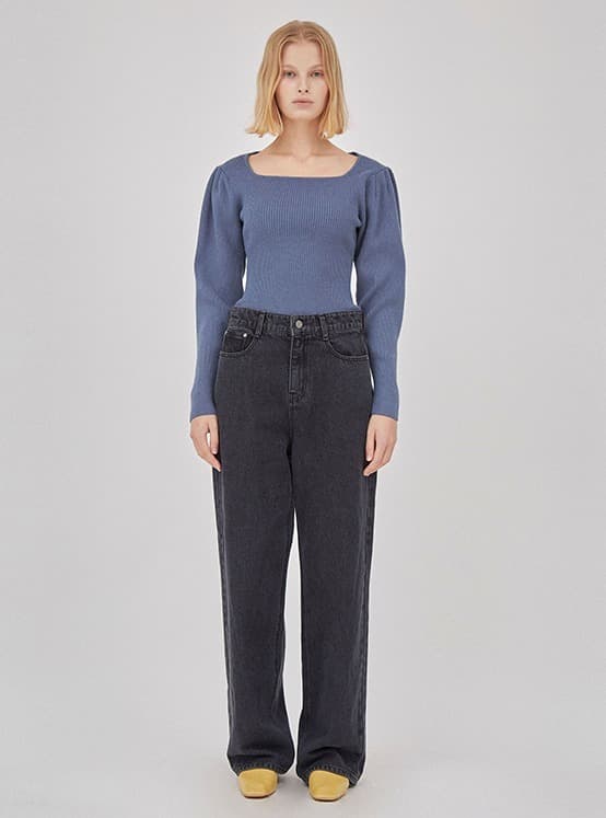 Semi-Wide Straight Jeans in Black — vue 1