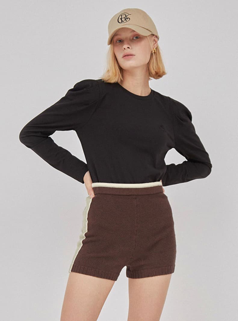 Puff Volume Sleeve T-Shirt in Black — vue 2