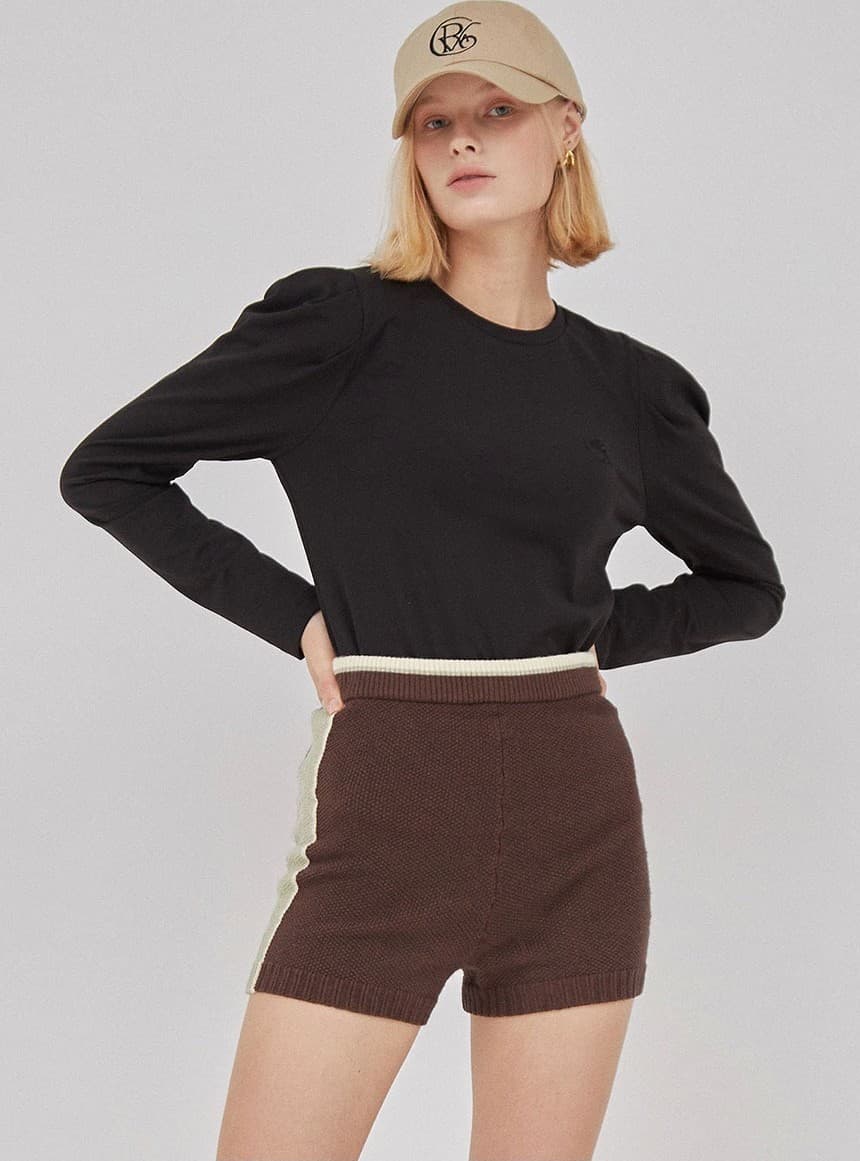 Puff Volume Sleeve T-Shirt in Black — vue 7