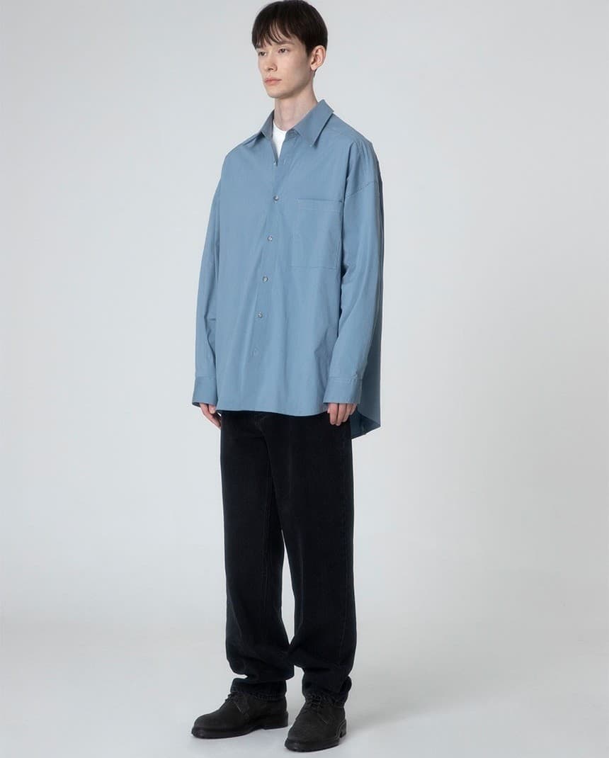 (MAN) Basic Over Fit Shirt in Blue — vue 7