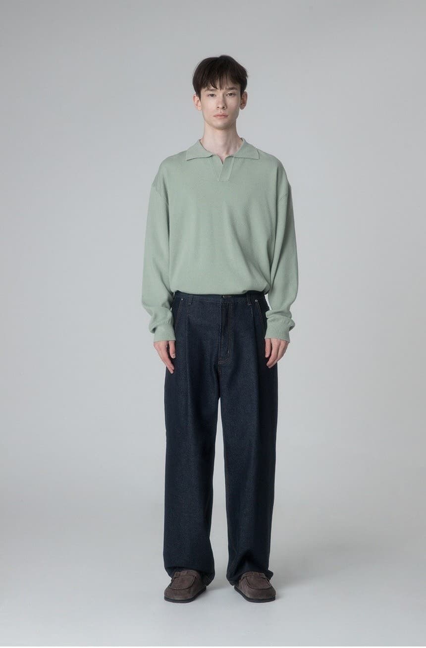 (MAN) Non Button Collor Knit in Mint — vue 9