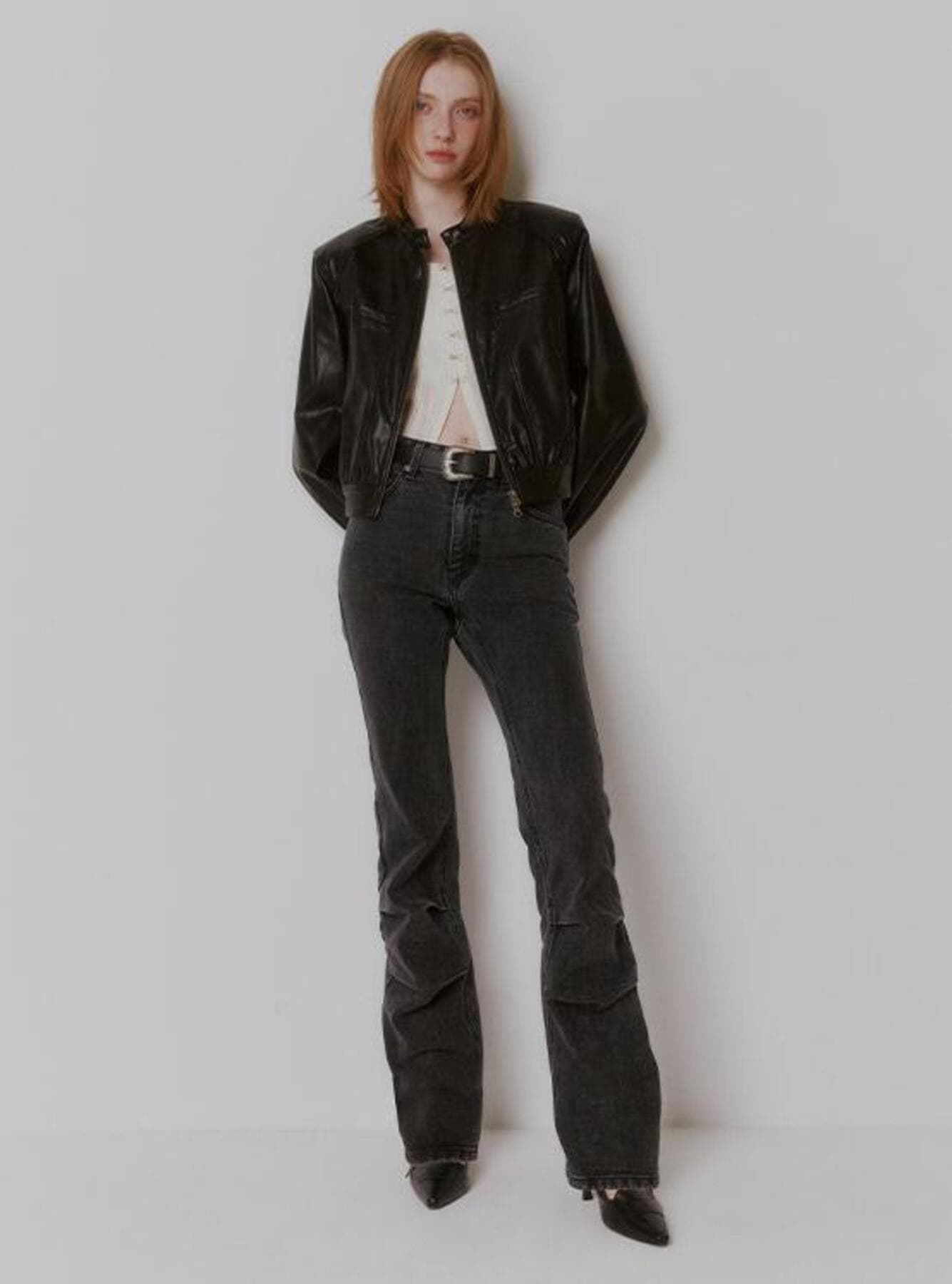Boots Cut Denim Pants in Black — vue 3