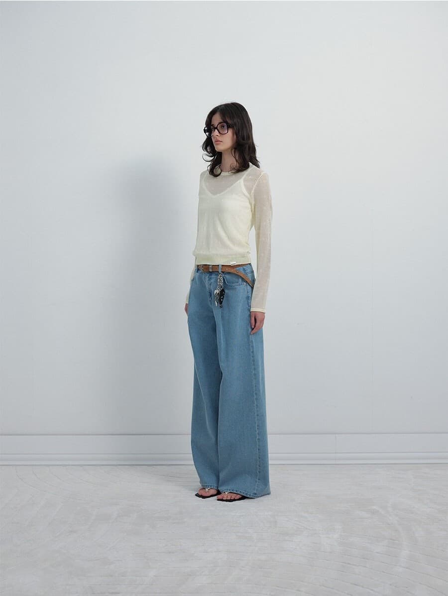 Twill Wide Denim Pants — vue 7