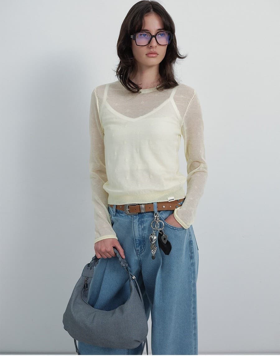 Sheer Dot Pattern Knit — vue 5