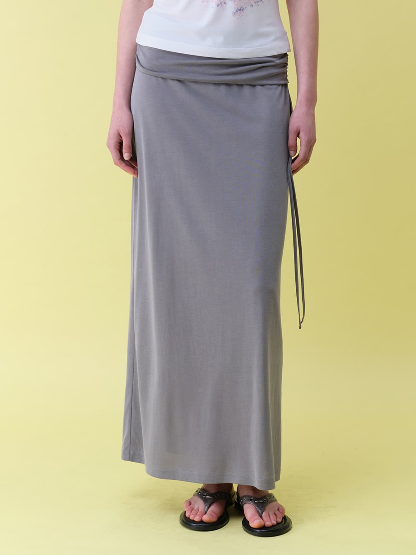 Shirring Banding String Long Skirt — vue 2