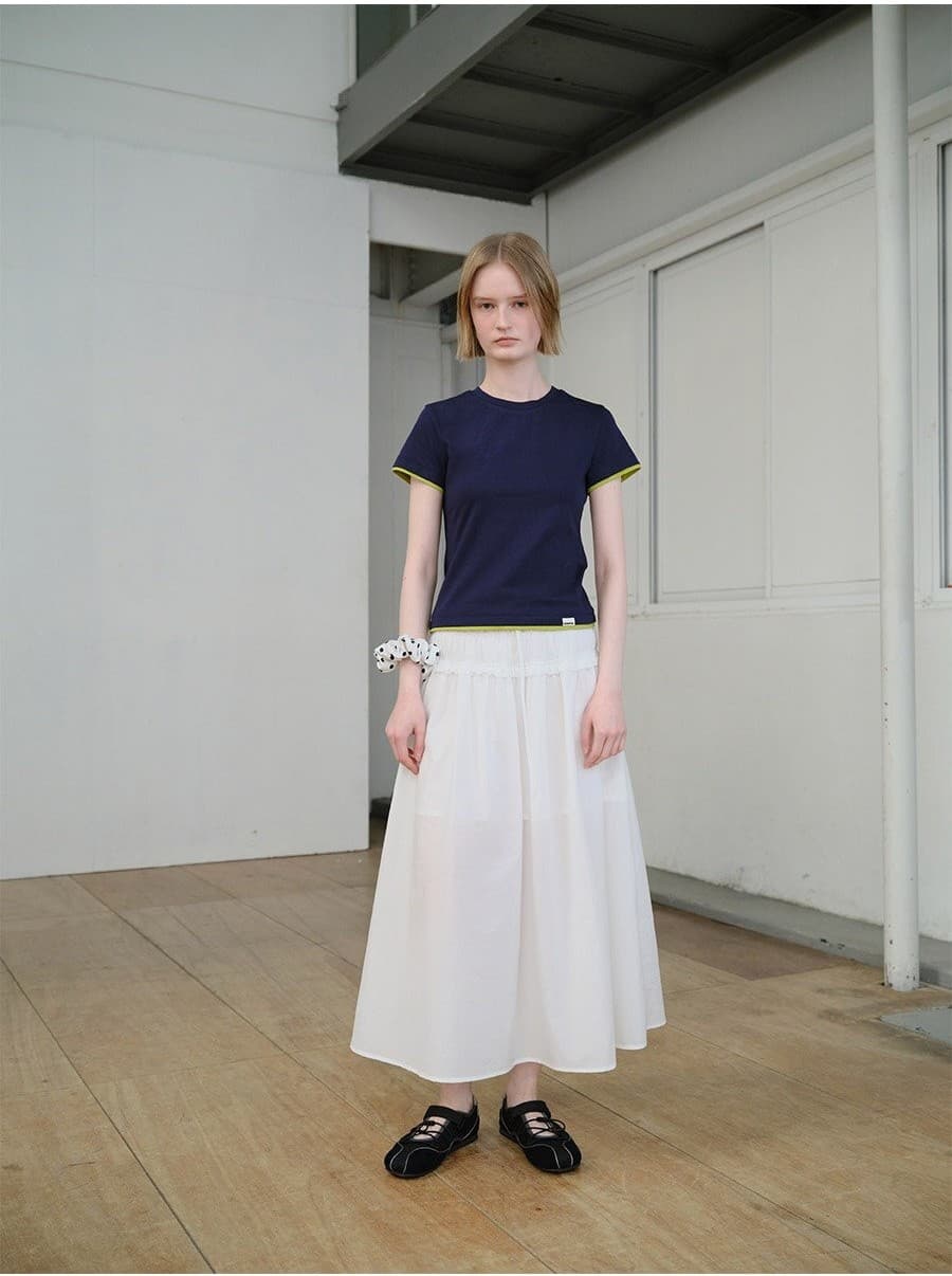 Waist String Banding Skirt in White — vue 7