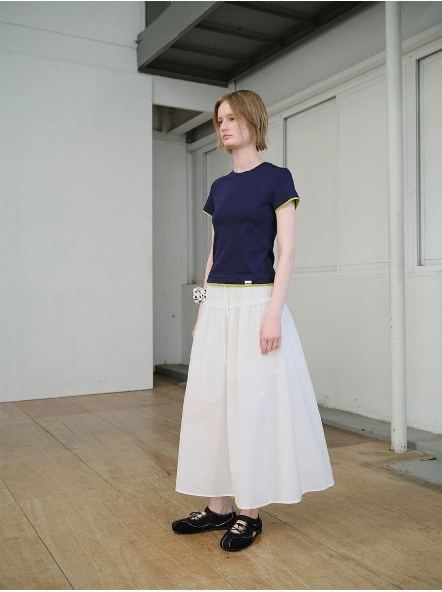 Waist String Banding Skirt in White — vue 8