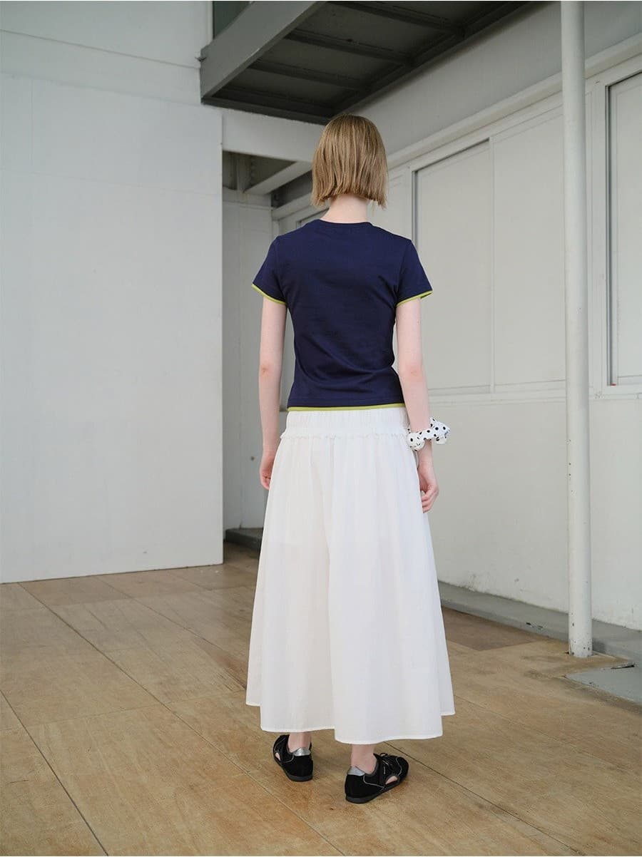 Waist String Banding Skirt in White — vue 9