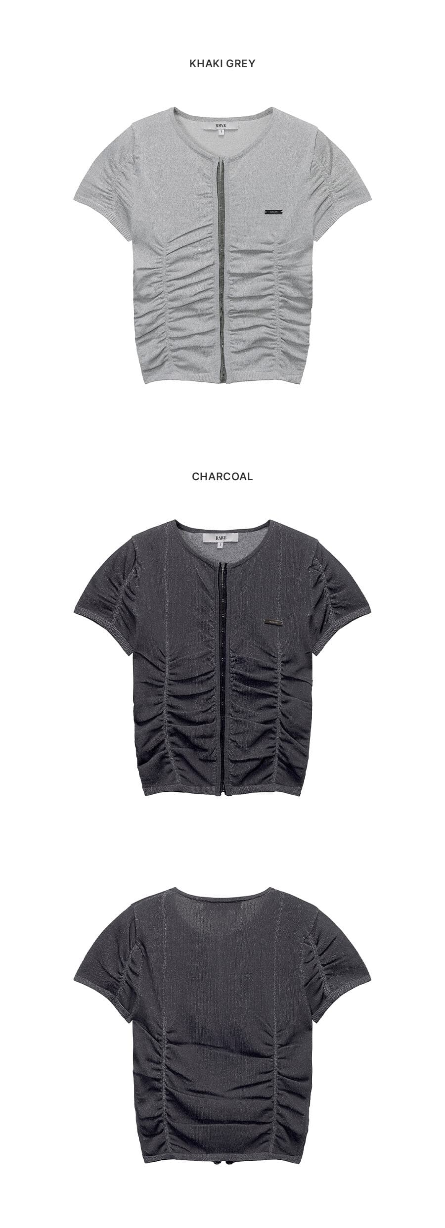 Hook-Front Shirring Knit Cardigan — vue 6