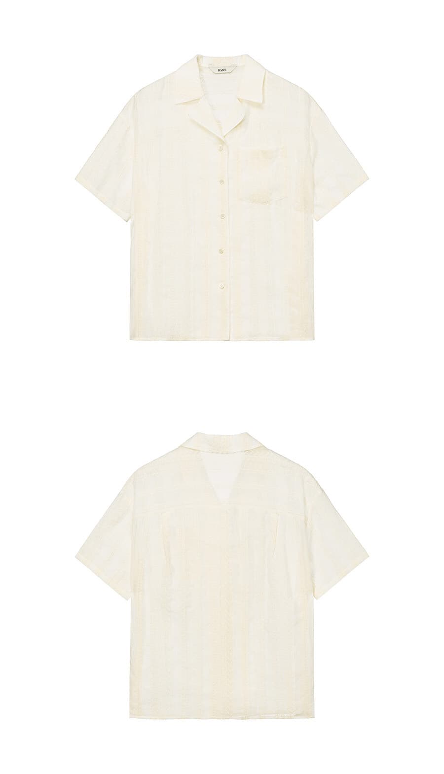 Open-Collar Embroidered Shirts in Ivory — vue 7