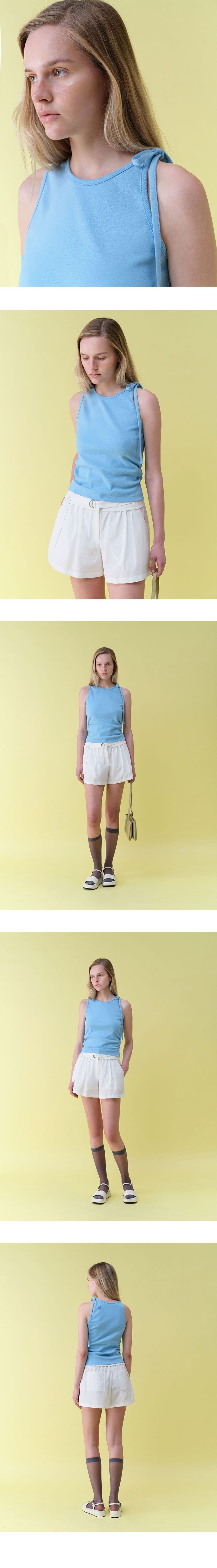 Shirring Shoulder Ribbon Sleeveless Top — vue 4
